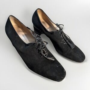 Salvadore Farragamo Womens Black Suede Pumps Heels Italy Size 9.5 B